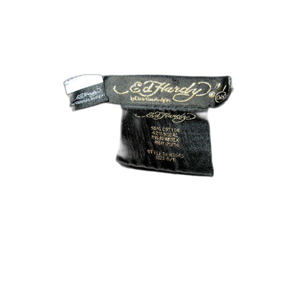 Ed Hardy Life Is Beauty Tattoo Graphic Scarf Black Y2K Glitter Christian Audigie - Picture 6 of 9